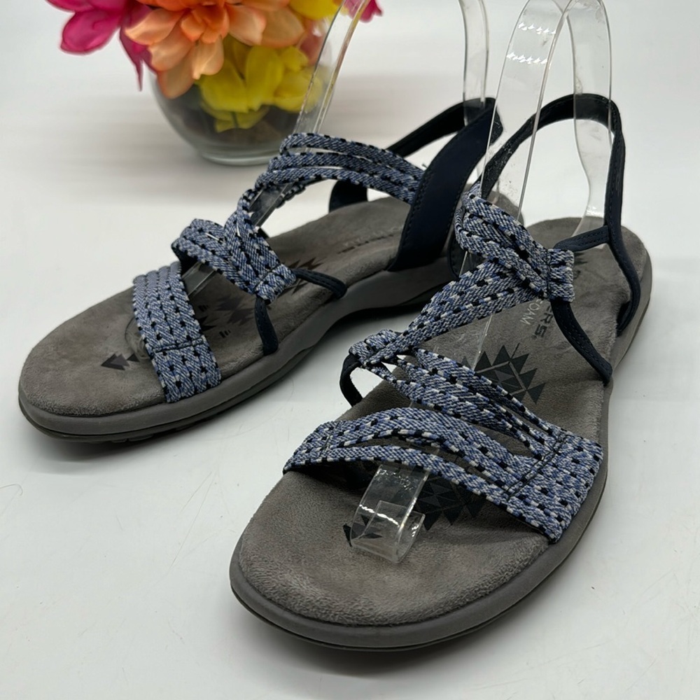 Skechers Blue White Memory Foam Footbed Sandals Size 7 SKT6854D